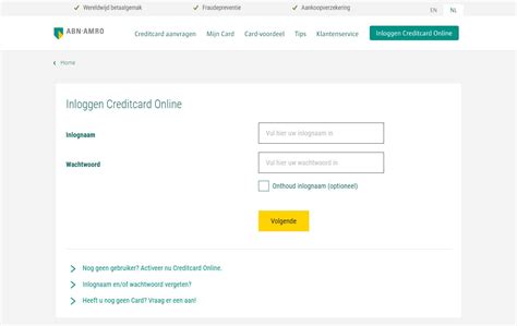 credit card online ics inloggen.